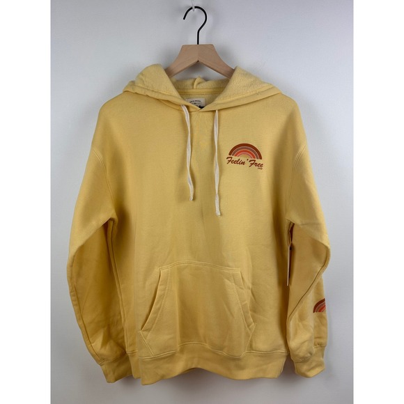 Billabong Like A Rainbow Hoodie Womens Medium Yellow Pullover Sweatshirt NWT - Picture 1 of 14